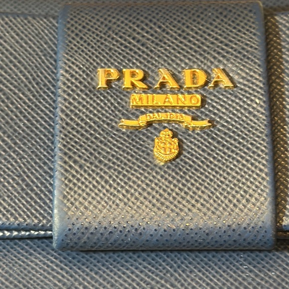 Prada long body blue bow walllet.  EUC. - Picture 8 of 11